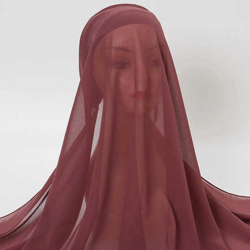 Fashion Chiffon Jersey Hijabs Long Muslim Shawl Plain Soft Turban Tie Head Wraps For Women Headscarves Hijab Africa Headband