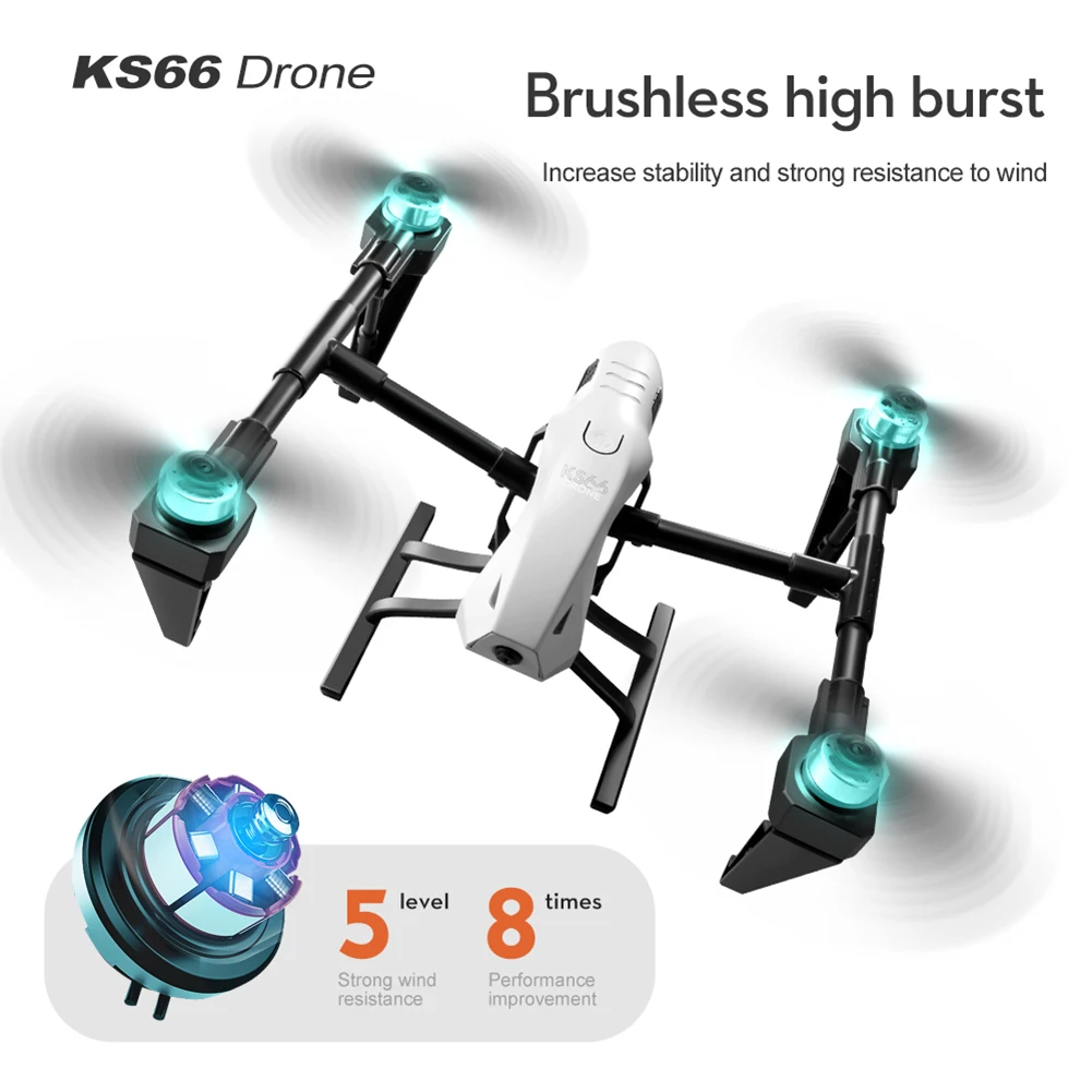

KS66 RC Drone With 8K Wide Angle Dual Camera Optical Flow Positioning Brushless RC Quadcopter Toys