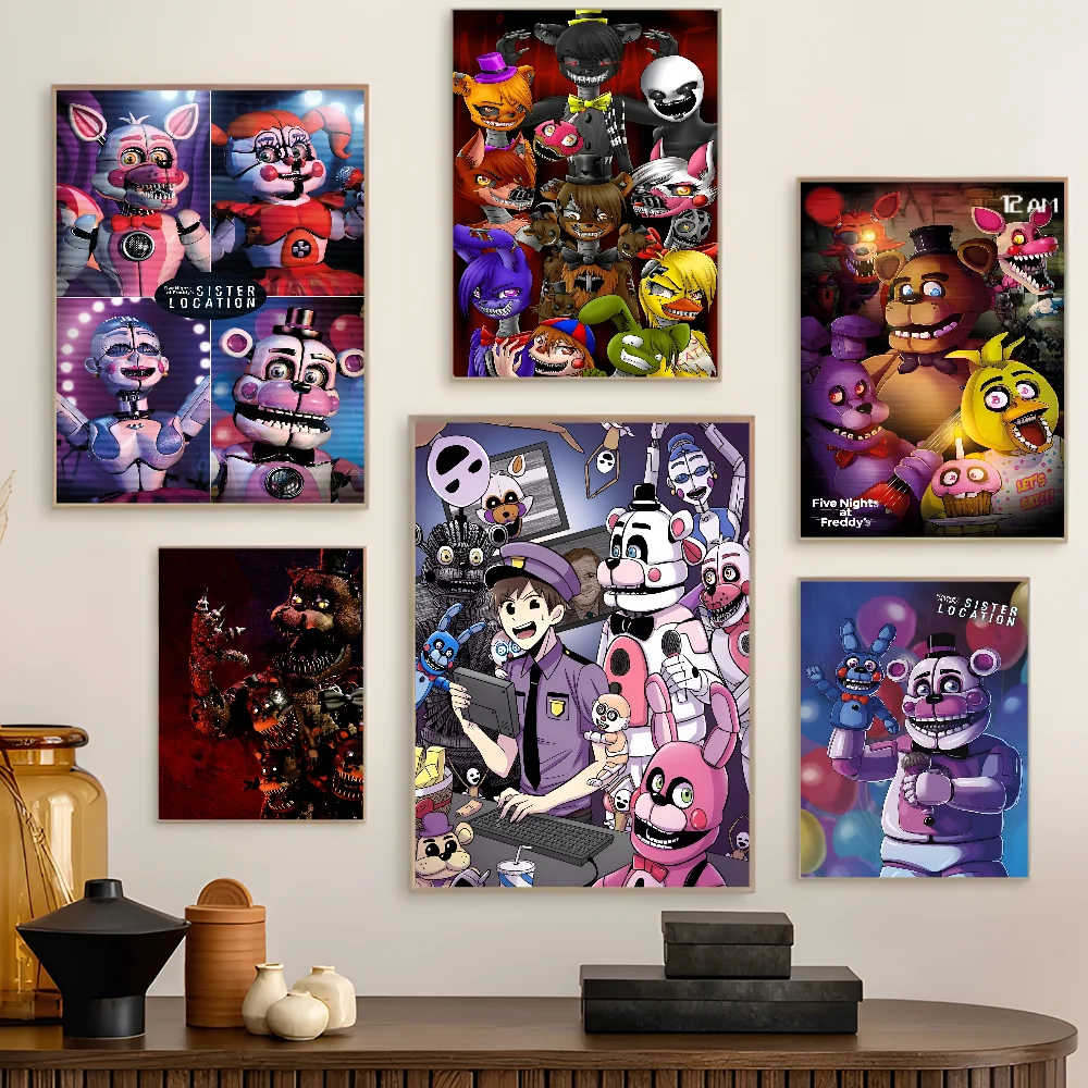 Fnaf Five-Nightes At Games F-Freddyes Классические постеры с фильмами HD Качественный постер