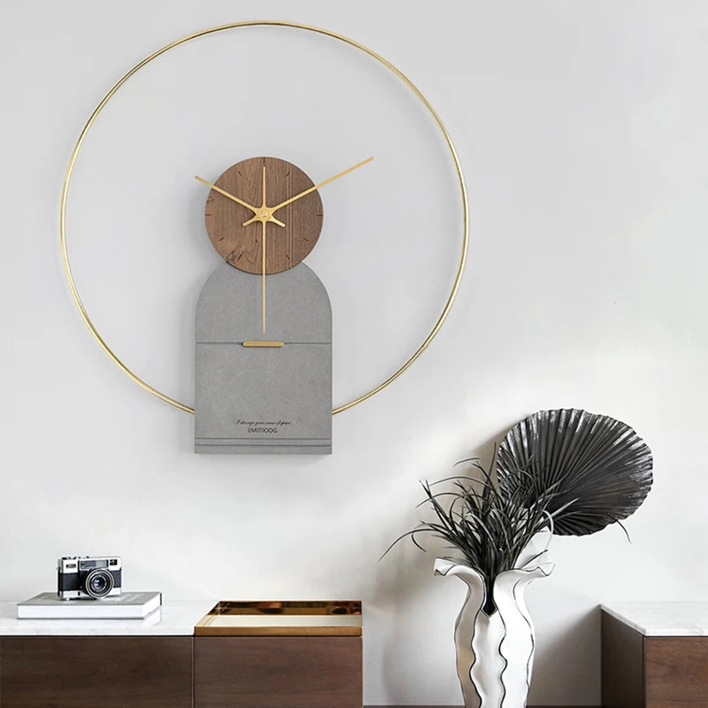 Nordic Luxury Wall Clock Modern Design Metal Creative Wood Clcoks Home Decor gold silent 3d watch Living Room Decoration | Дом и сад