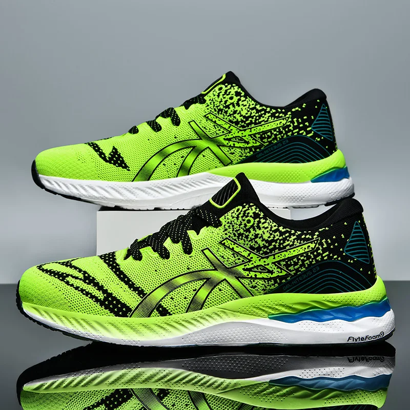 Мужские удобные зеленые Дышащие Беговые кроссовки мужская плетеная уличная