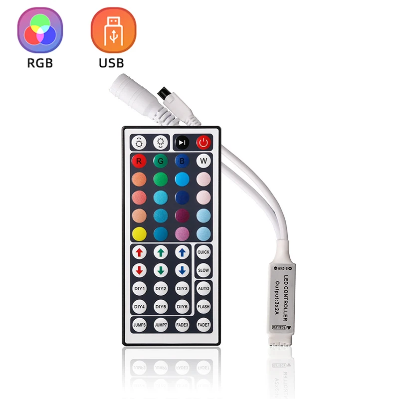

44Key RGB LED Controler DC 12-24V Mini 44key IR Remote Control LED Strip Light Dimmer For 5050 2835 RGB Lamp Controller
