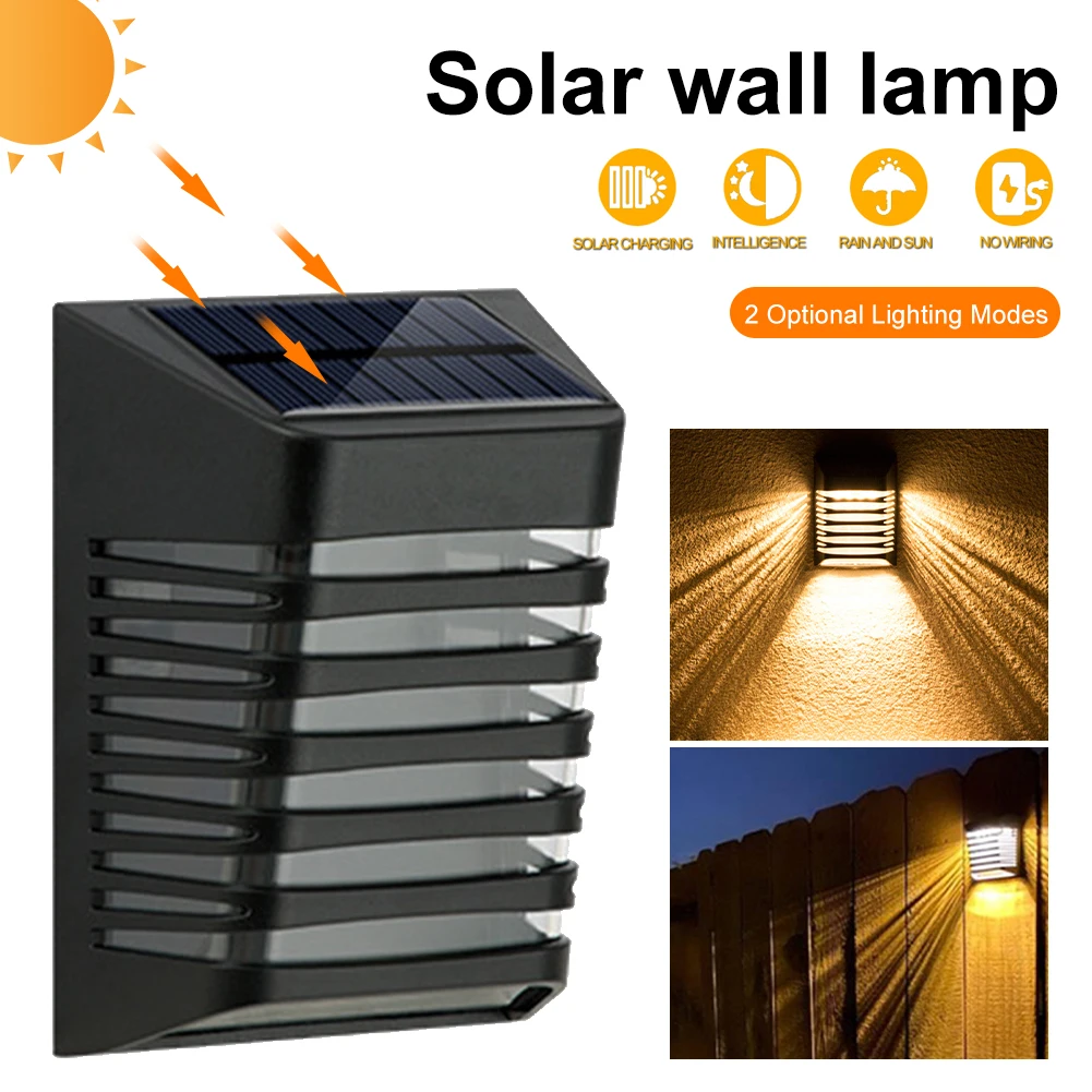 

Solar Wall Lights Outdoor LED Solar Fence Light Auto ON/OFF Breath Deck Lamp IP54 Waterproof Step Light for Patio Garden Yard