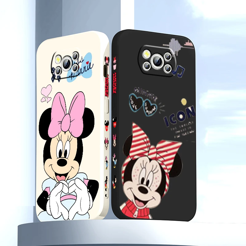 

Luxury Couple Mickey Minnie Phone Case For Xiaomi Mi Poco M5s M5 X4 X3 M4 M3 F4 F3 GT Pro NFC 5G Liquid Left Rope Cover