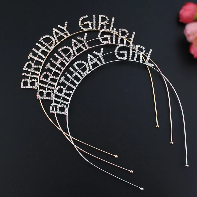 

Women Girl Headbands Bride Birthday Christmas Hairbands Crown Letters Zircon Hair Accessories Head Wrap Wholesale Festival