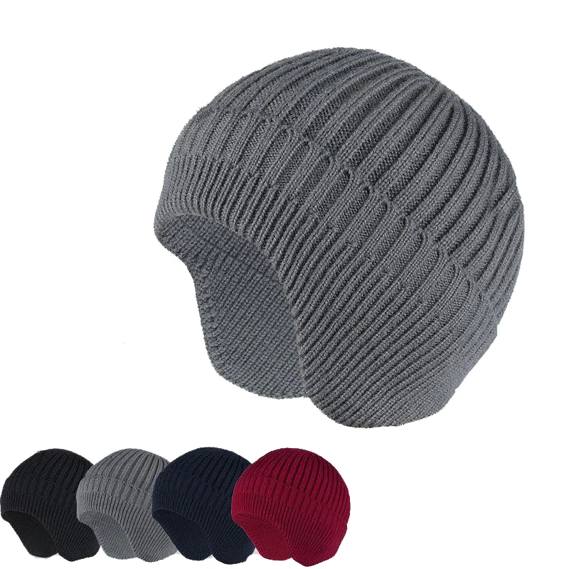 

2021 New Winter Earmuff Cap Men's Outdoor Knitted Hat Women's Korean Warm Beanies Skull hat Windproof Earflaps Bonnet Hats