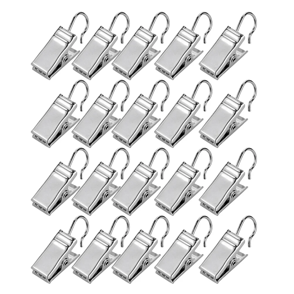 

120 Curtain Rings with Clips Hooks Lights Hanger Curtain Clips Adhesive Curtain Tie Back Hook Metal Clips