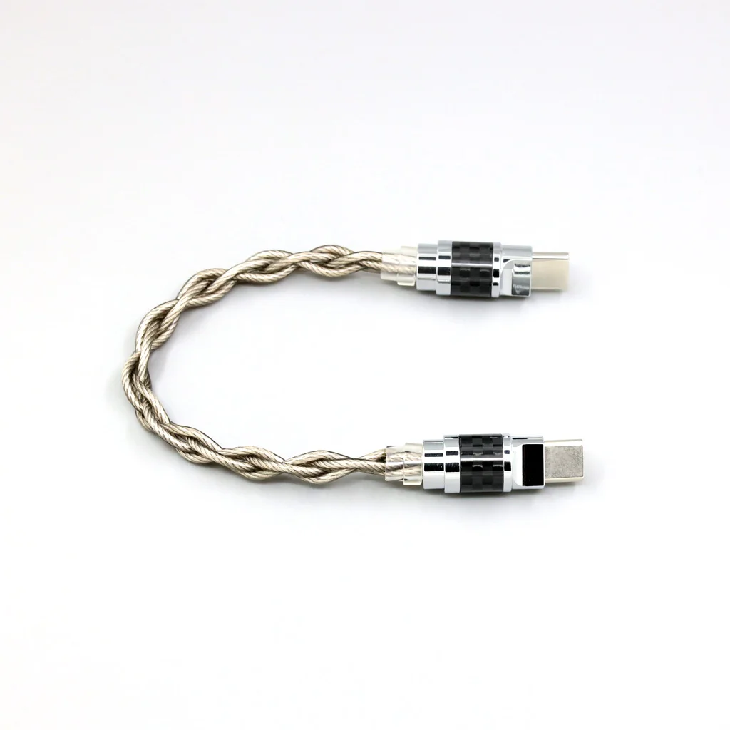 Фото Кабель OTG USB-C Type-C (штекер-штекер) из чистого серебра OCC с графеновым сплавом для мобильных телефонов ONIX Alpha XI1 CAP, декодер с маленьким хвостовиком №2