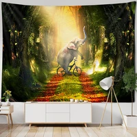 dream forest red elephant tapestry natural scenery tapestry wall hanging home decoration