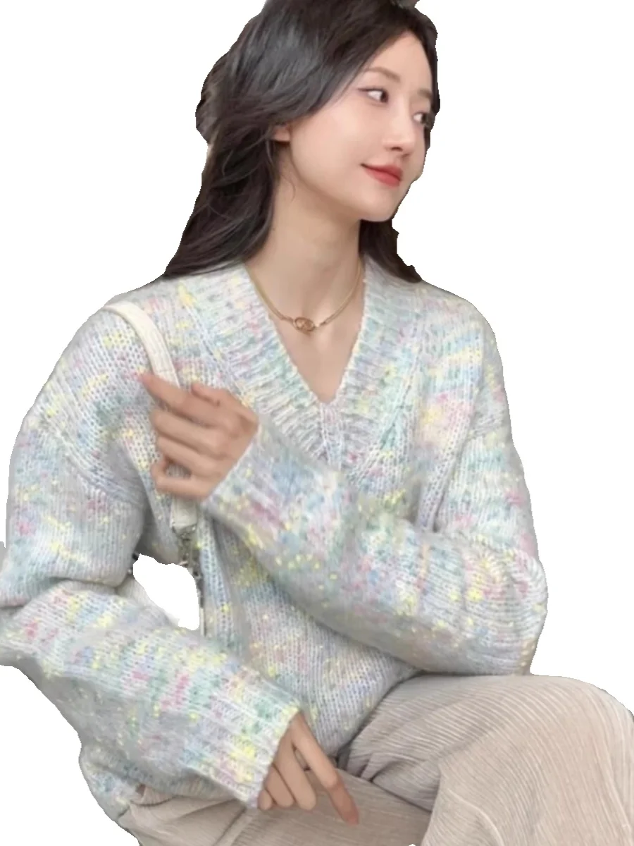 Girdear с белым воротником новый бренд 2024 осень и зима однотонный свободный флисовый