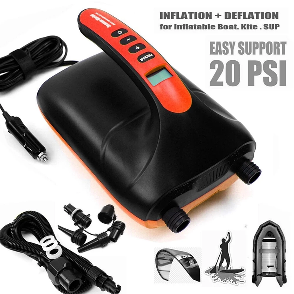 12v Auto High Pressure Pump Inflatable For Outdoor Surfboard Paddle Dual Stage