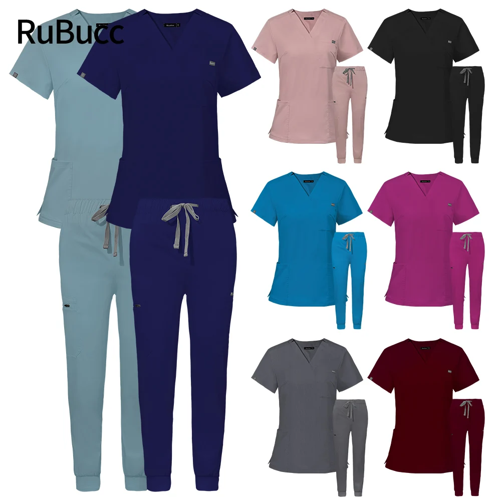 

Multicolor Short Sleeved Pet Grooming Uniforms V Neck Shirt for Women Dental Hospital Scrubs Uniforms Scrubs Suits with Pockets