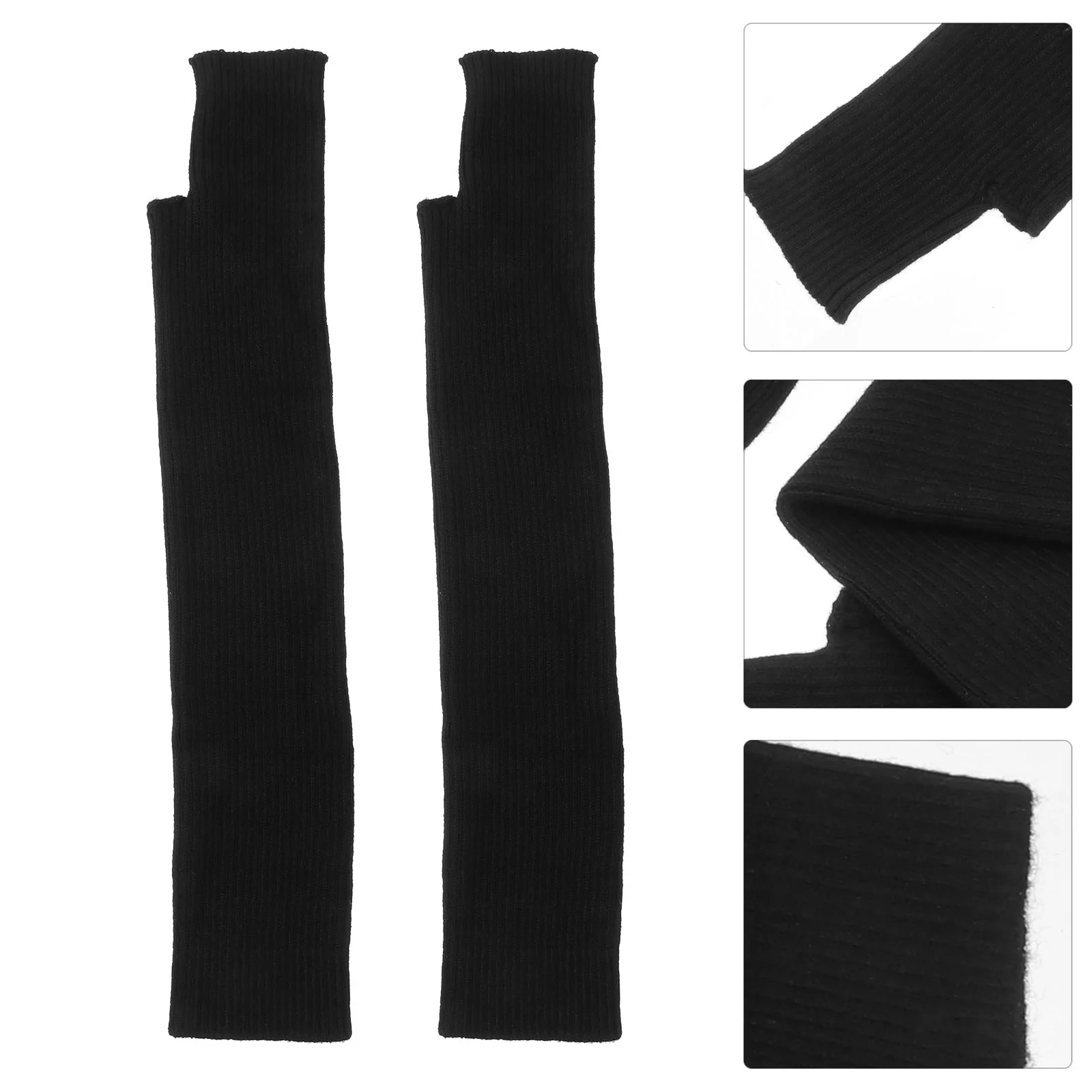 

2 Pcs Knitting Gloves Wristband Knitted Long Arm Warmer Sleeve Mittens Thread Thumb Hole Hand Sleeves Miss