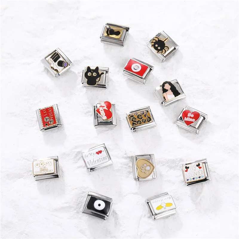 Y2k Шарм Леопард Пчела Кот Камера Паук Итальянский Шарм-звенья Подходит для