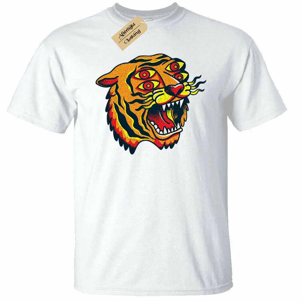 

Tiger T-Shirt Mens hypnotic mystical trippy acid white