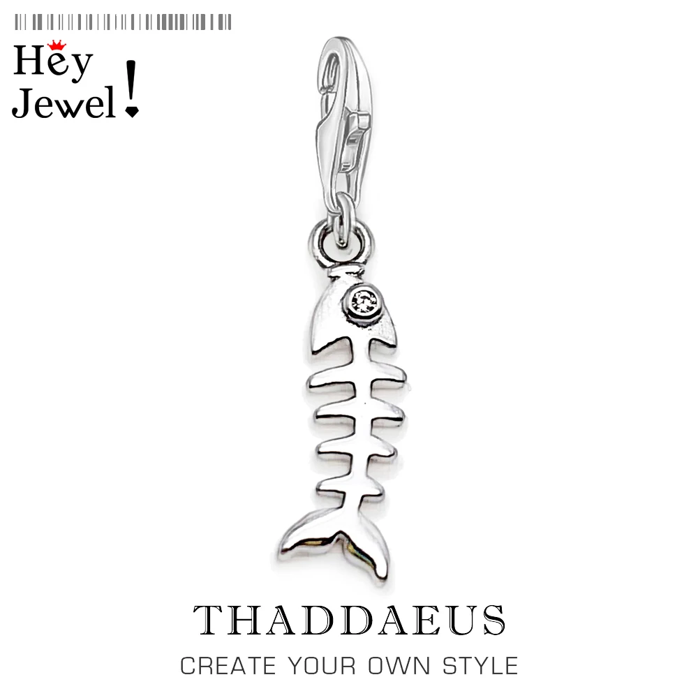 

Fishbone Charm Pendants For Women 925 Sterling Silver 2022 New Cute Charismatic Jewelry Fit Bracelet Necklace