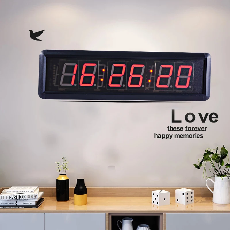 

Indoor 6-bit red 1.8-inch LED display clock remote control single side wall mounted HD portable timer
