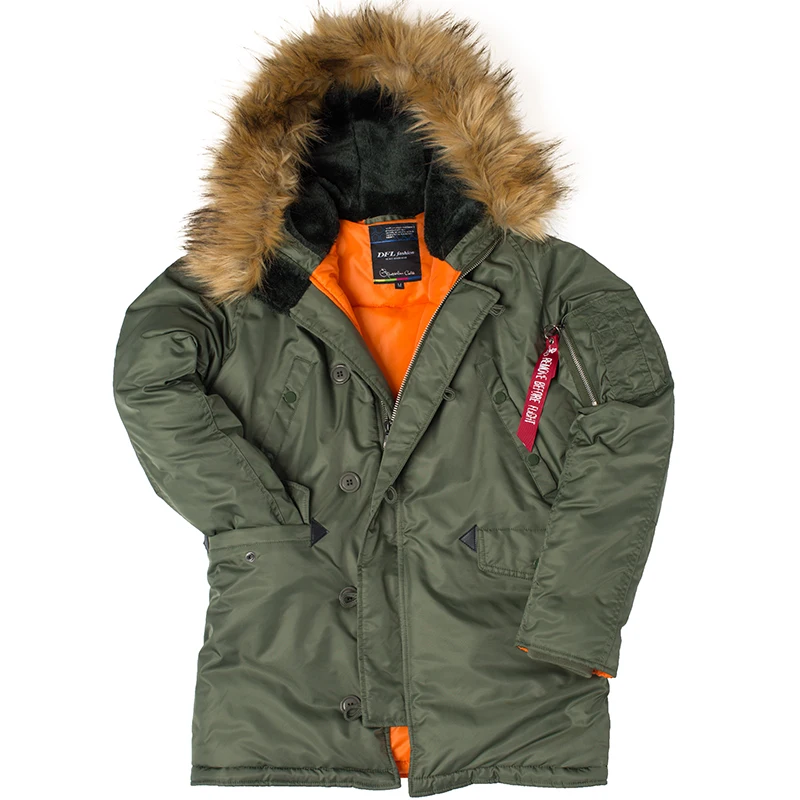 2021 Winter N3B puffer men long Куртка аляска coat military fur hood warm tactical bomber army korean thick parka