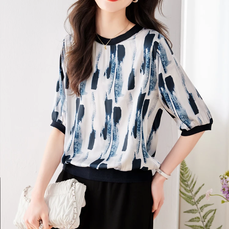 

Printed T Shirts Women Half Sleeve Gradient Tees Camisas De Mujer Blouses