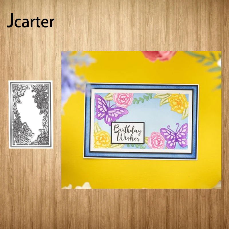 

Metal Cutting Dies Rectangle Flower Butterfly Background Craft Stencil Scrapbooking Tool Make Album Punch Blade Decor Template