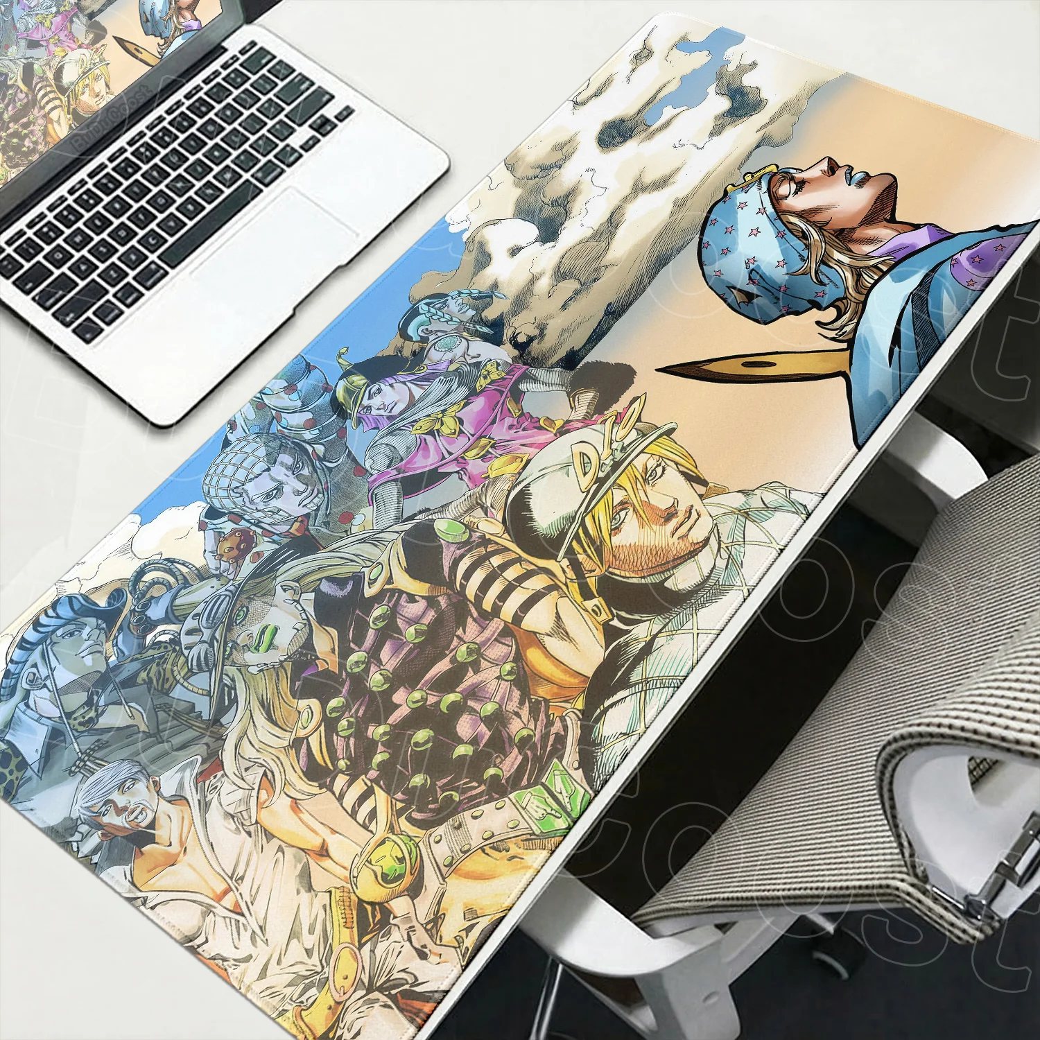 Фото Новый коврик для мыши с аниме-принтом Jojo Bizarre Adventure, 400x900 мм, для ноутбука, офиса, расширенный настольный коврик, кавайный коврик с Джозефом Джостаром, коврик для клавиатуры №1
