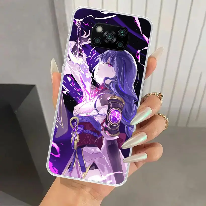Чехол для телефона Raiden Shogun Genshin Impact Xiaomi Poco X6 X5 X4 X3 Nfc F6 F5 F4 GT F3 F2 Pro F1 M5S M4 M3
