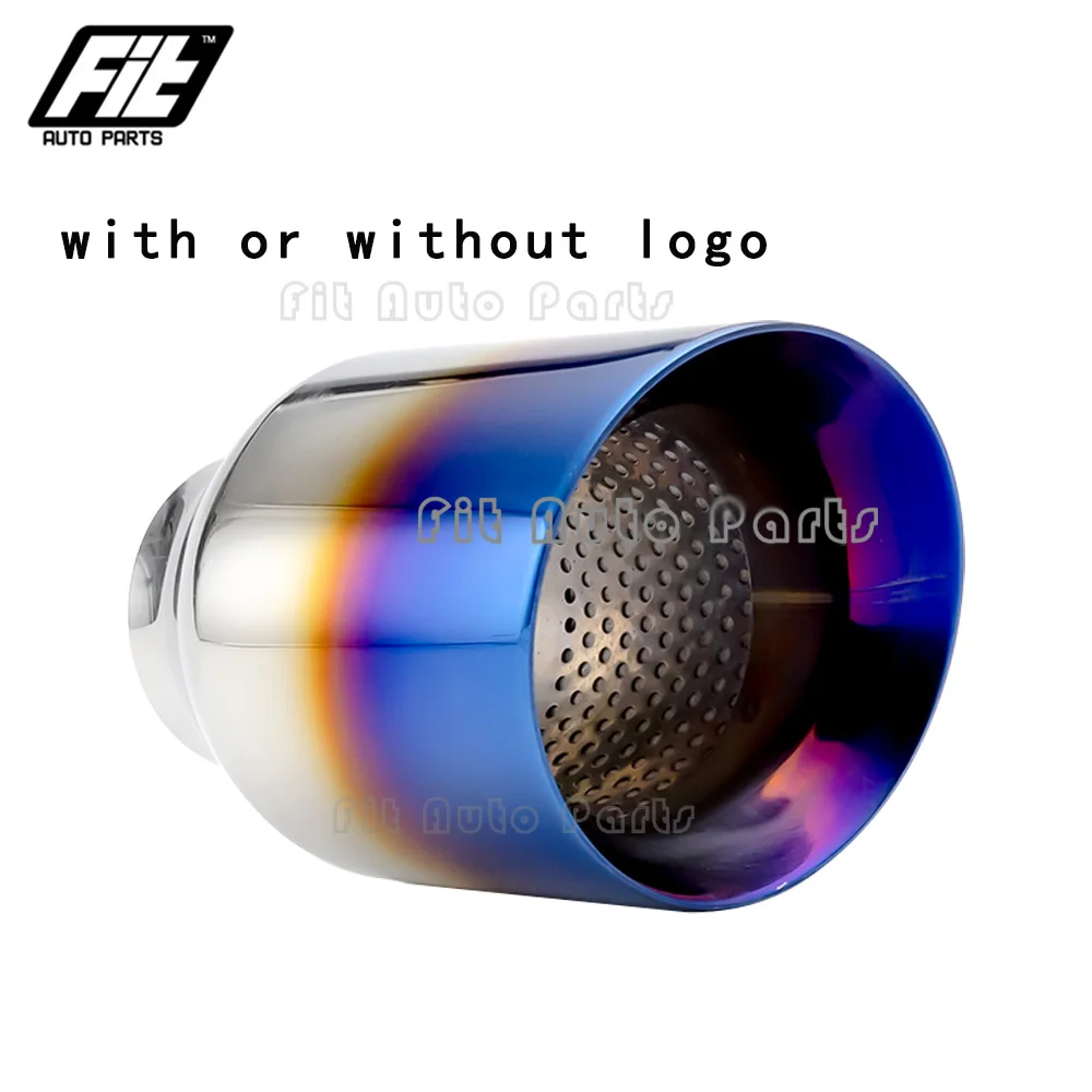 

Stainless Steel Car Exhaust Tip Inter 51mm 63mm Slant Oval 102mm Outlet Auto Muffler Tail Pipe Silver Blue Bozzle