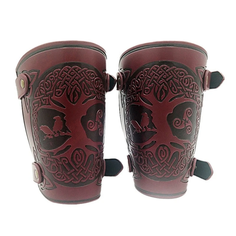 

Top!-Viking Arm Bracers Leather Armor Cuffs LARP Bracers Embossed Arm Guards Nordic Talisman Amulet for Gifts