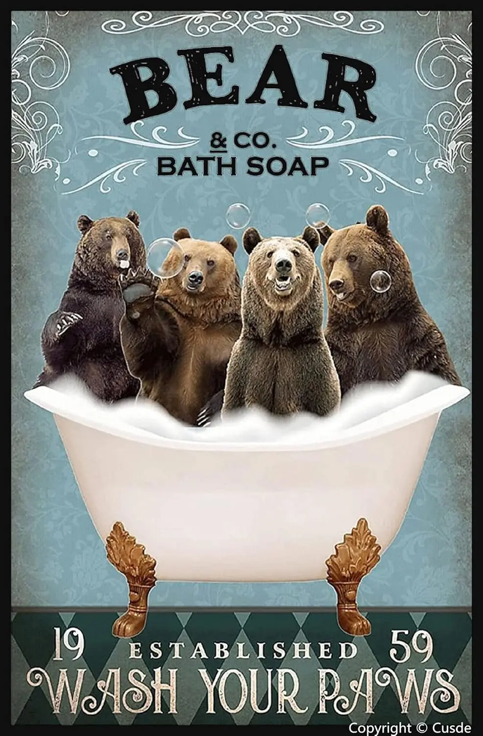 Забавный декоративный медведь на заказ вымыть лапы винтажный Декор для ванной и