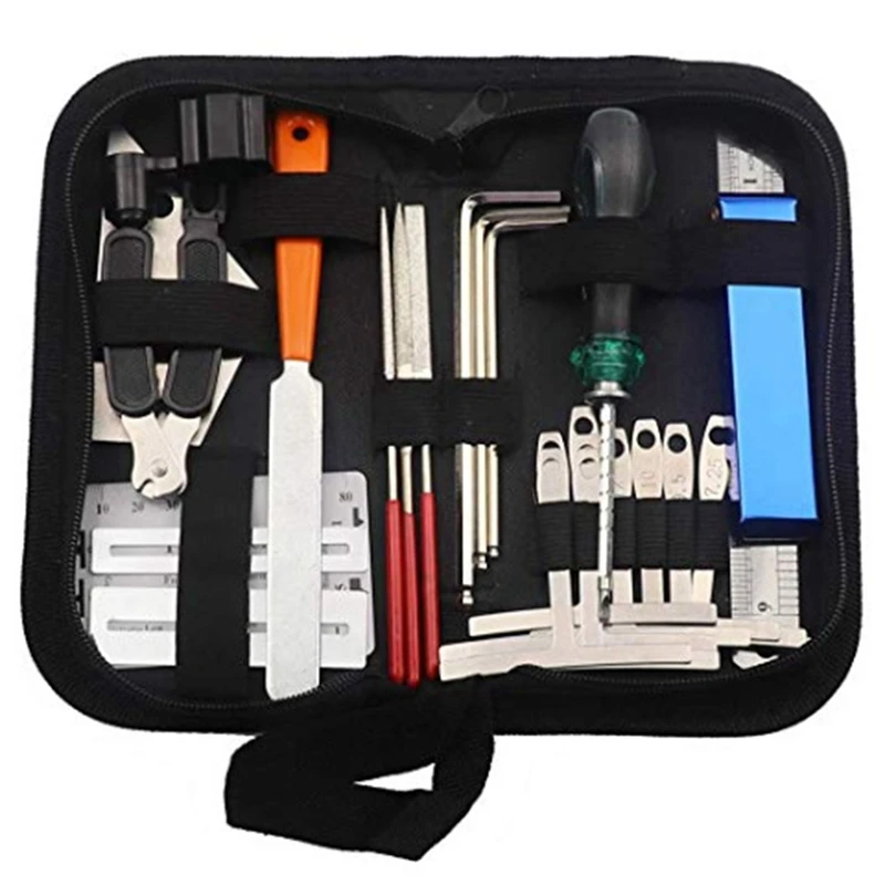 

Guitar Tool Kit Maintenance Tool String Organizer String Action Ruler Gauge Measuring Tool Hexagon Wrench Set File