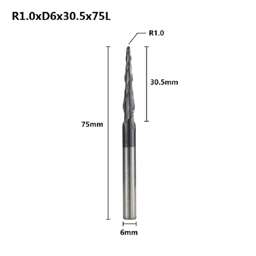 

New Solid Carbide Ball Nose Tapered End Mills 2 Flute Engraving Router Bits Tungsten Carbide Router Bit Mteal Wood Engraving Bit