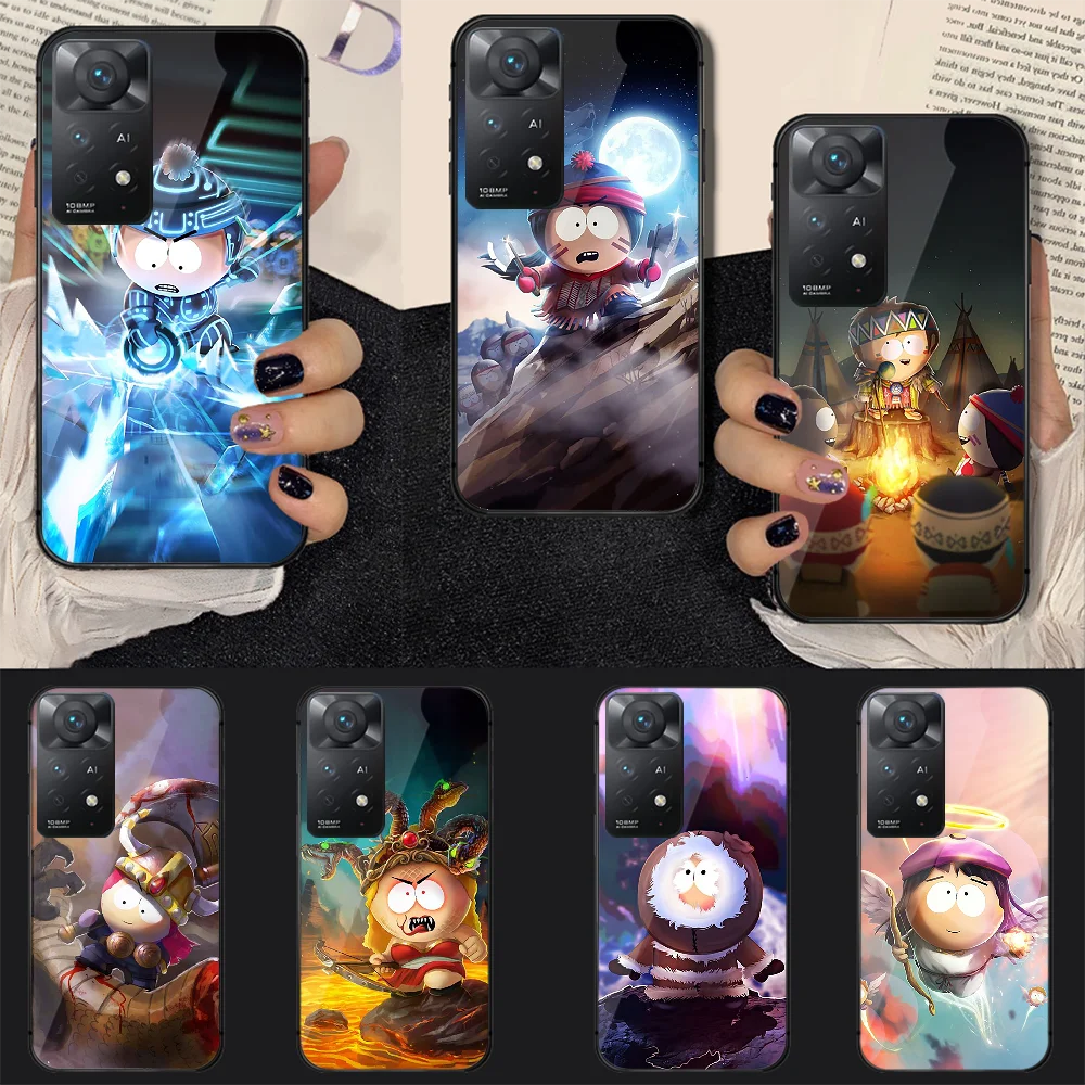 

South Cartoon Parks Tempered Glass Phone Case Cover For Xiaomi Redmi Note 7 8 9 10 11 12 S Pro Plus 5G 9C 10C K60