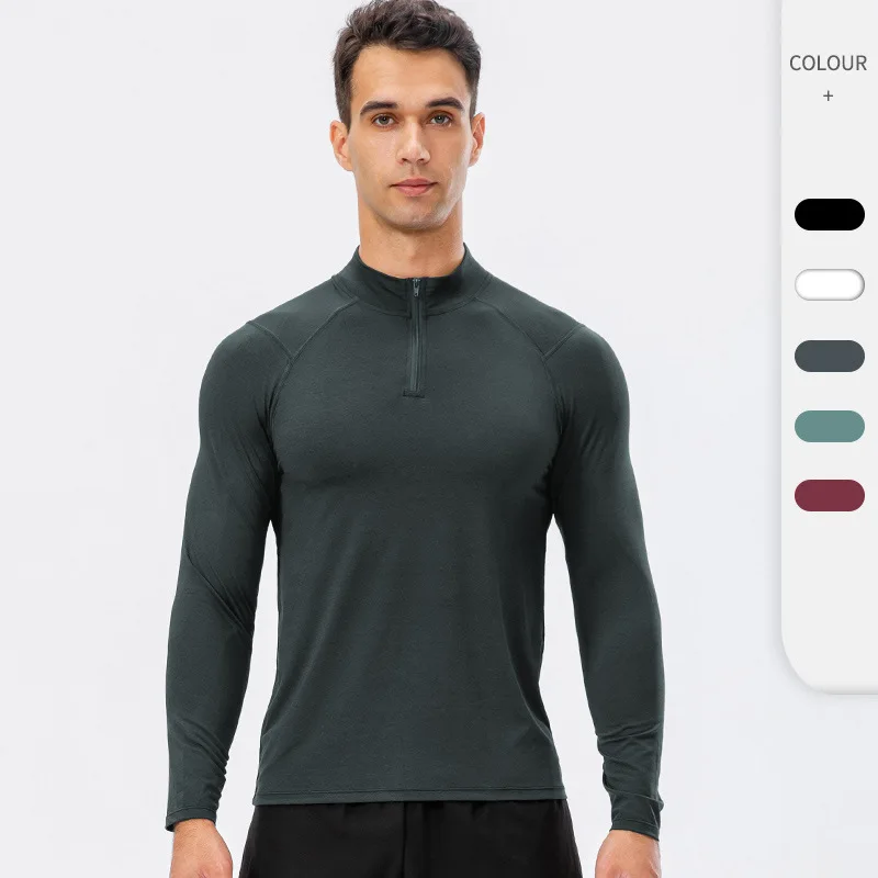 

Men's Autumn and Winter Workout Long Sleeve Quick-Dry Basketball Running Sportswear Half Zipper Slim Fit Training Sweater 11516