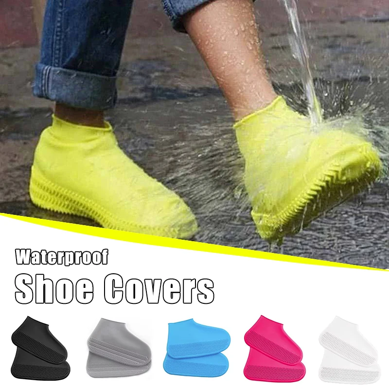 

Silicone Waterproof Shoe Covers S/M/L Reusable Non-Slip Rain Shoe Covers Rubber Rain Boot Overshoes For Outdoor Rainy Day