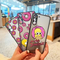 cartoon the simpsons for samsung s21 20 10 8 9 m62 51 31 30s 20 fe lite plus 5g frosted translucent funda phone case