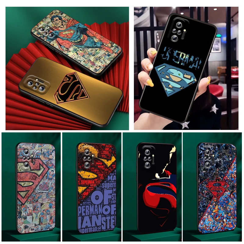 

Justice League Superman LoGo Phone Case For Xiaomi Redmi Note 12 11E 11S 11 11T 10 10S 9 9T 9S 8 8T Pro Plus 5G Black Cover