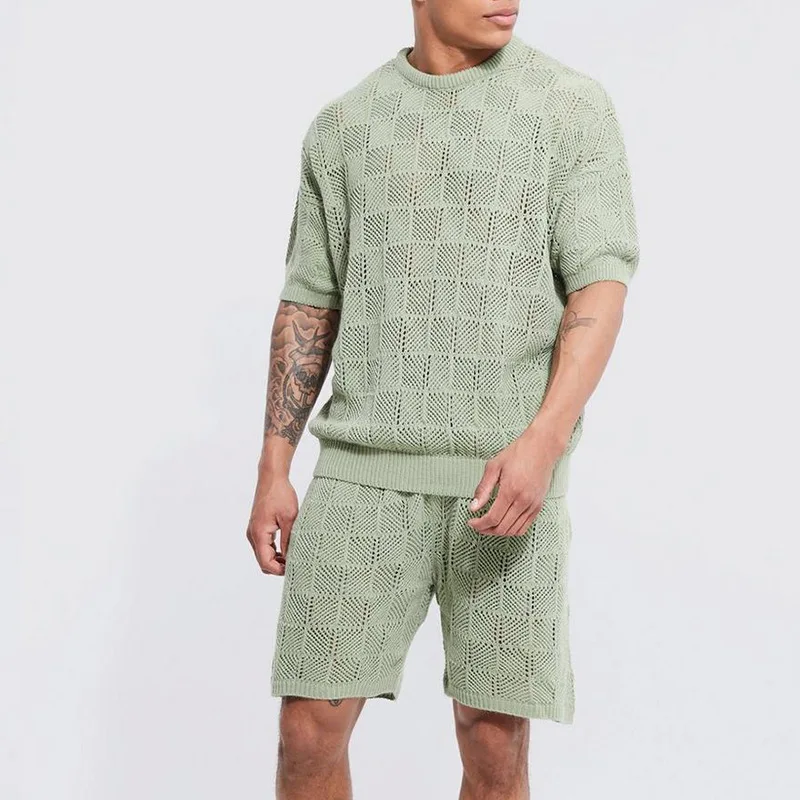 

2023 European and American Men's Clothes with Suits Summer Men's Suits Men's Sports Loose Short Sleeve Shirt Shorts Teenagers