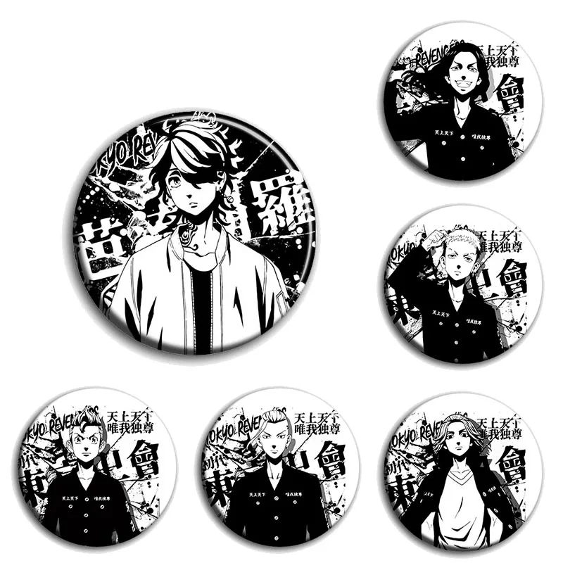 

6pcs/1lot Anime Tokyo Revengers Baji Ken Mickey Figure 799 Metal Badges Round Brooch Badge Pin Bedge Gifts Kids Toy