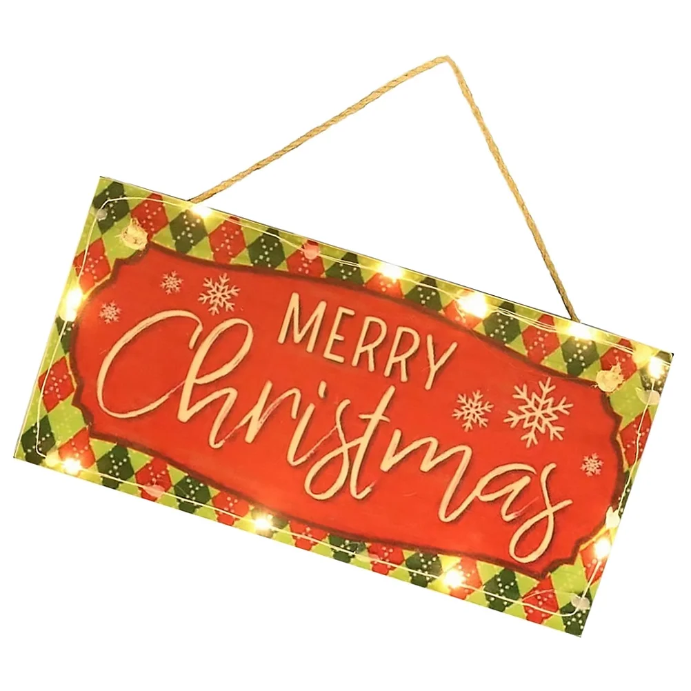 

Christmas Wooden Door Hanging Luminous Merry Christmas Decoration Hanging Tag