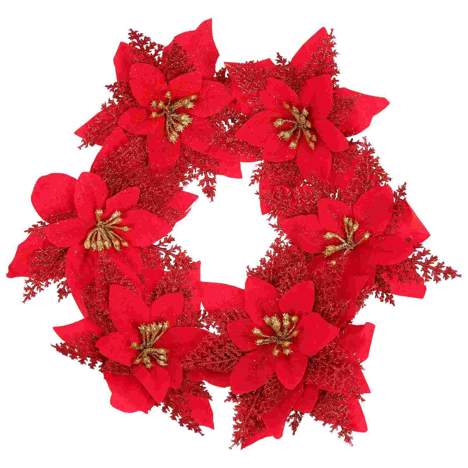 

Christmas Poinsettia Flower Artificial Decor Tree Poinsettias Fake Diyxmas Wreath Ornament Ornaments Crafting Silk Small Crafts