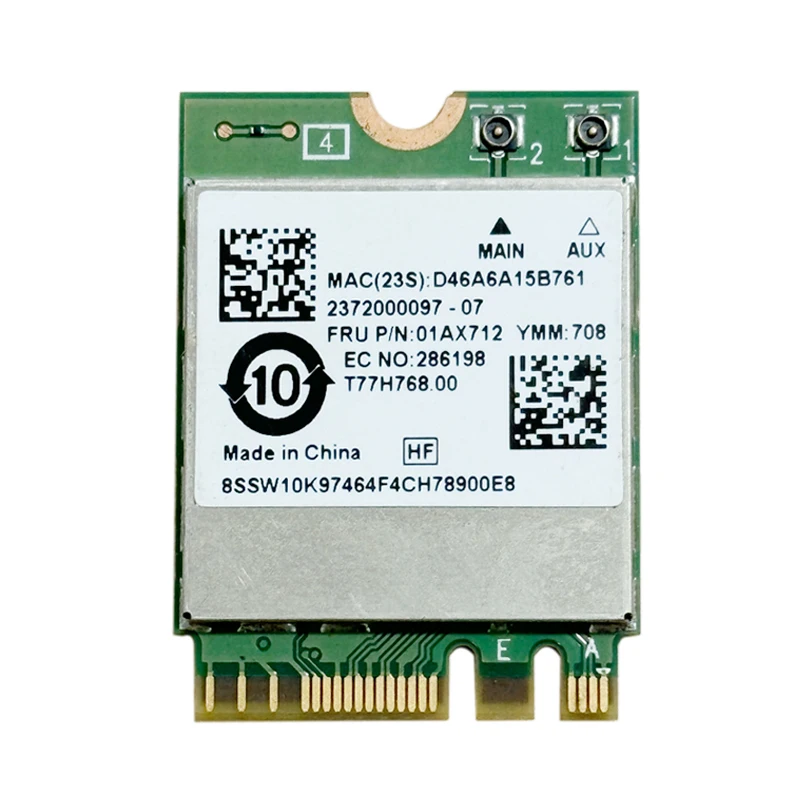 Фото 2026 Rtl8822be M2 Ngff Network Card 01ax712, двухдиапазонная, 2,4 ГГц, 5 ГГц, 802, 11ac, Bluetooth 4 1, совместимая с Thinkpad P51s T470 №2