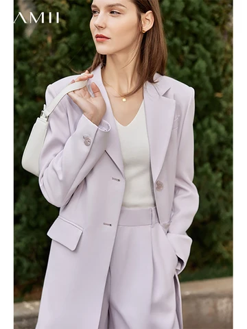 Amii минималистичный Женский блейзер весеннее пальто с высокой талией шорты модные офисные женские блейзеры костюм куртка женские короткие брюки 12240010