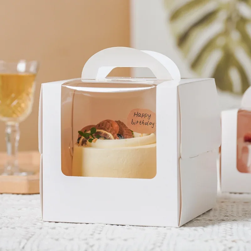 10 компл. коробка для торта с прозрачным окном 4 дюйма 6 дюймов высокая крафт-бумага