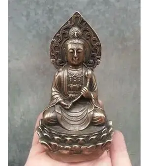 

Художественное бронзовое украшение для дома, народная культура, латунная продуманная китайская старая медная сборная статуя Будды