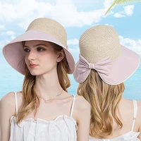 sun hat women summer beach accessory grass wide brim uv protection breathable cap for holiday swimming