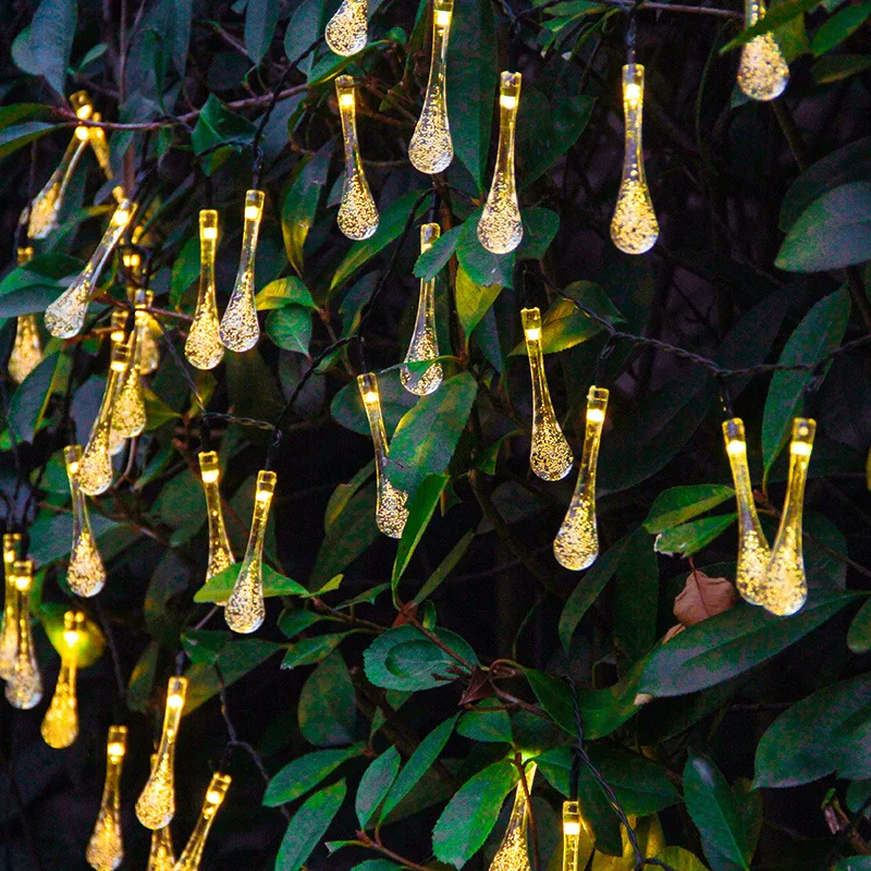 

LED Outdoor Water drops Solar Lamp String Lights 12/7/5m 100/50/20 LEDs Fairy Holiday Christmas Party Garland Garden Waterproof