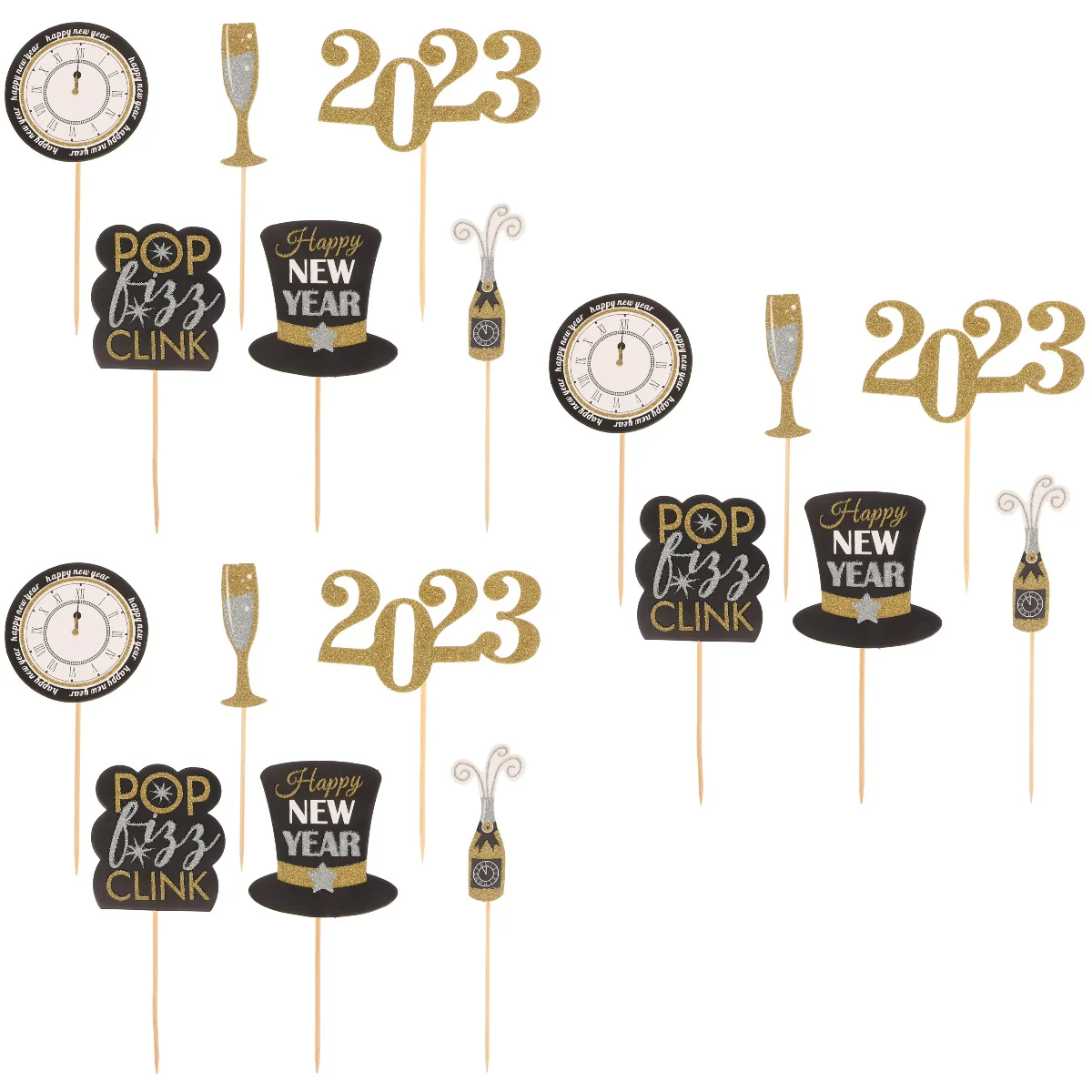 

18 Sets of Cake Picks Cake Decoration New Year Style Cake Picks Cake Ornaments