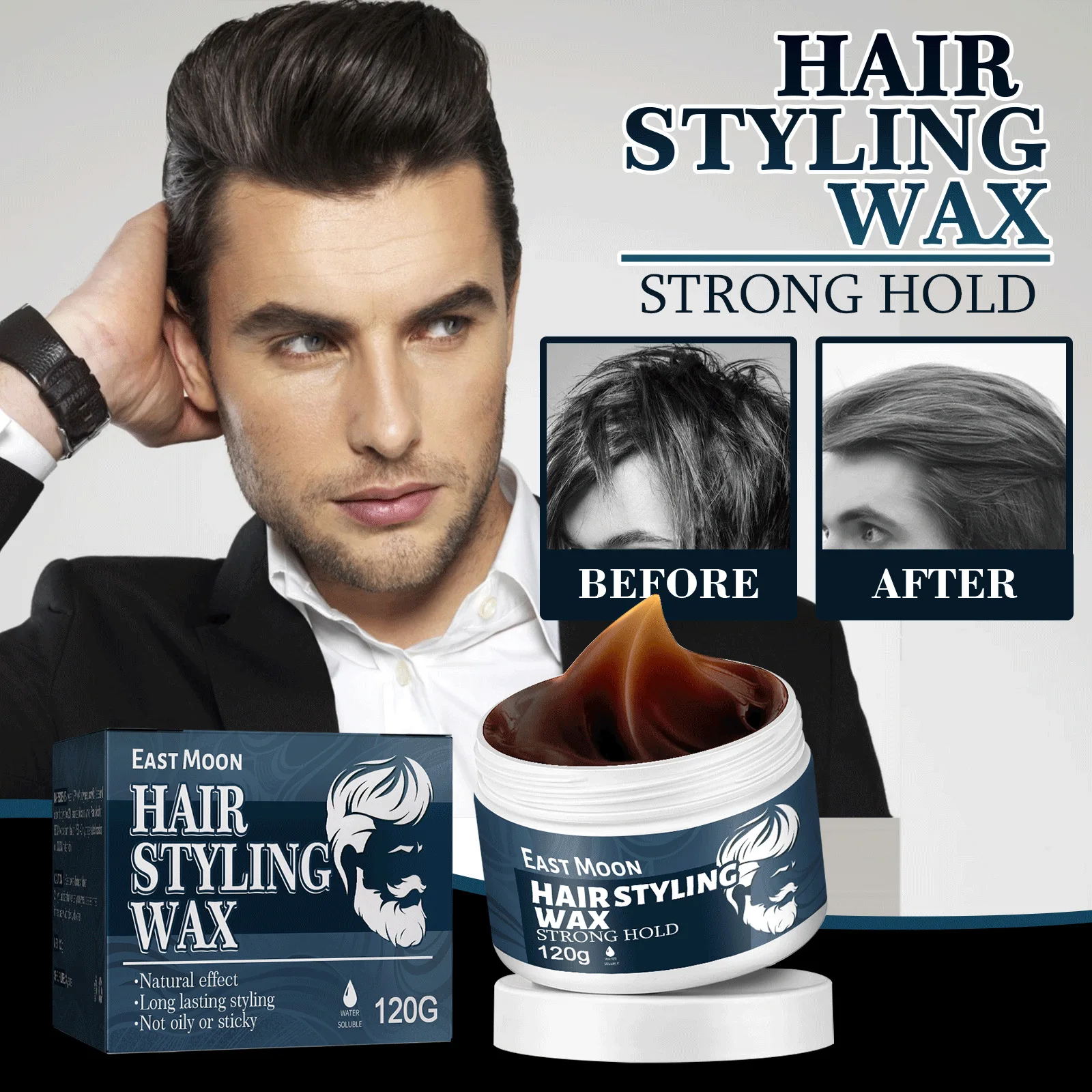 

120g Strong Hold Hair Wax For Men Hair Styling Gel Long Lasting Nourish Stereotypes Balsam Oil Fluffy Light Quick Styling Hair