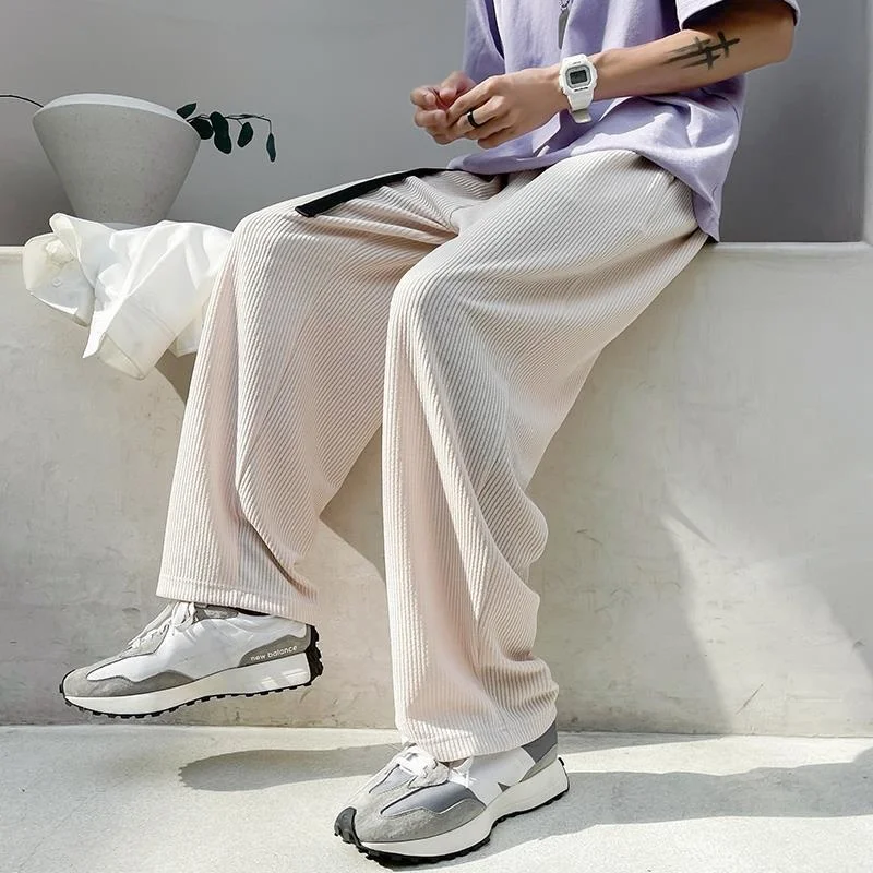 

Брюки мужские однотонные с широкими штанинами, повседневные Прямые штаны в стиле простоты, свободные, в стиле High Street, на лето