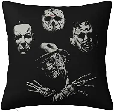 

Horror Movie Throw Pillow Cover Decorative Zippered Pillowcase Cushion Covers 18x18 for Couch Home Sofa Square Car Bedroom